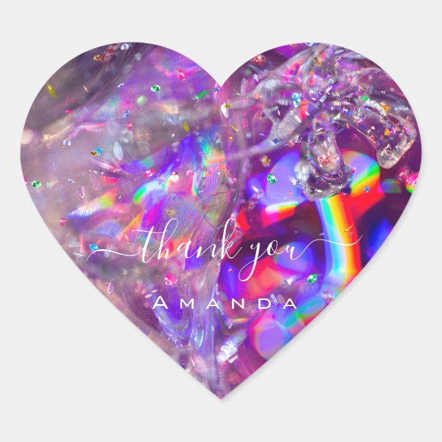 Adesivo Coração Obrigado A Dar O Nome 16º Cristais Holográficos Br (Frente)