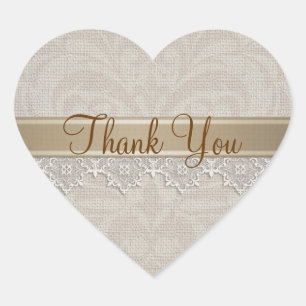 Adesivo Coração Obrigado chique bonito do laço & da serapilheira