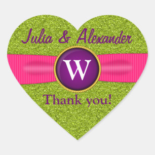 Adesivo Coração Obrigado coração do brilho do verde da jóia da