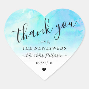 Adesivo Coração Obrigado do casamento da aguarela de Ombre você