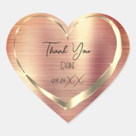 Adesivo Coração Obrigado Favor Coração Dourado Noivado Rose Sweet 