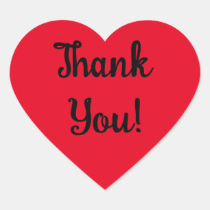 Adesivo Coração Obrigado! Letra Preta em Coração Vermelho