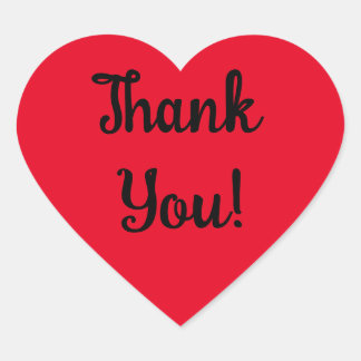 Adesivo Coração Obrigado! Letra Preta em Coração Vermelho