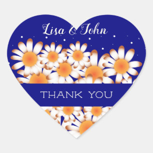 Adesivo Coração Obrigado Marinho Blue Heart Envelope Seal