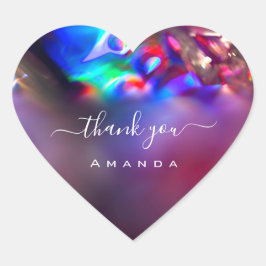 Adesivo Coração Obrigado Nome 16º Casamento de noivaHológrafo Roxo
