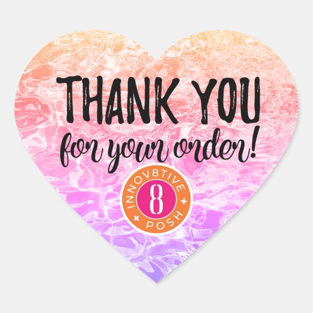 Adesivo Coração Obrigado pela sua ordem de apresentação. (Frente)