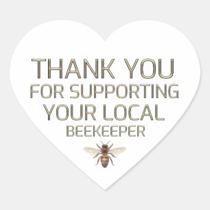 Adesivo Coração Obrigado Por Suportar Seu Beekeeper Local Dourado