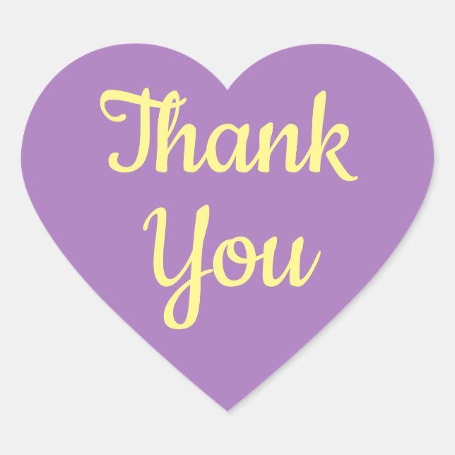 Adesivo Coração Obrigado Roxo Amarelo (Frente)