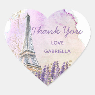 Adesivo Coração Obrigado Torre Eiffel de Lavanda