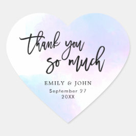 Adesivo Coração Obrigados bonito Lilac/Pink Watercolor/Script