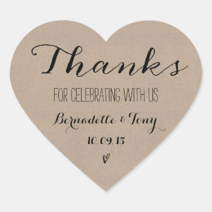 Adesivo Coração Obrigados Para Celebrar Conosco! Casamento Obrigad