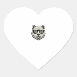 Adesivo Coração Óculos de sol do Papai Urso Cabeça de Urso Design 