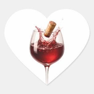 Adesivo Coração Óculos de sol elegantes para festa com taça de vin
