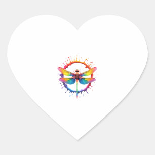 Adesivo Coração Óculos de Sol Estilo Tie Dye com Gráfico de Libélu
