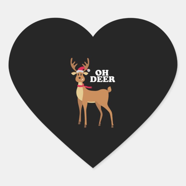 Adesivo Coração Oh Deer - rena de natal (Frente)