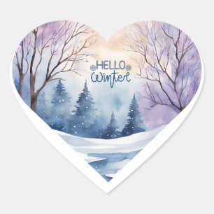 Adesivo Coração Olá Winter Watercolor Heart