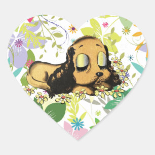 Adesivo Coração olho grande dormindo Cachorro Cachorro Cartografia