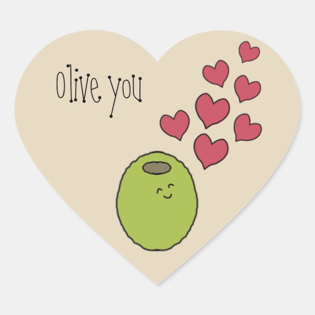 Adesivo Coração "Olive You" Pun Sticker (Frente)