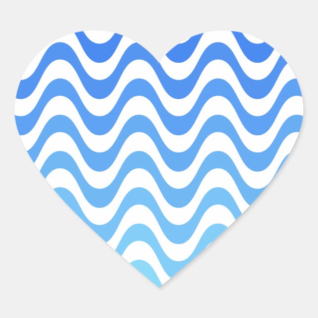 Adesivo Coração Ondas Azuis Gradiente (Frente)