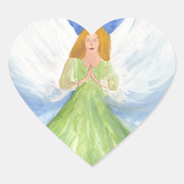 Adesivo Coração Oração de Asas Religiosas Católicas do Anjo Guardi (Frente)