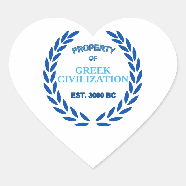 Adesivo Coração Orgulho de ser grego - Propriedade da Civilização  (Frente)