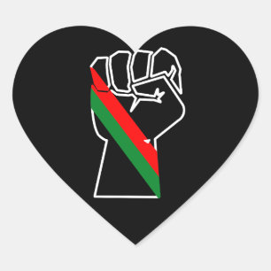 Adesivo Coração orgulho negro punho vermelho verde bandeira pan-af