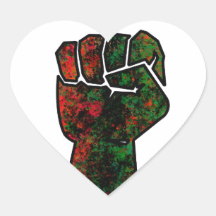 Adesivo Coração orgulho negro punho vermelho verde bandeira pan-af