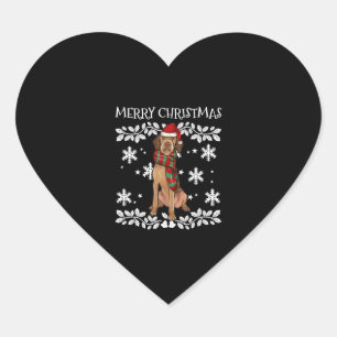 Adesivo Coração Ornamento Feliz de Natal Wirehaired Vizsla Xmas