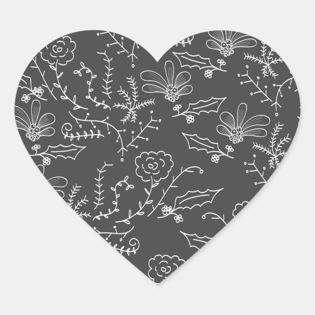 Adesivo Coração ornamentos de férias (Frente)