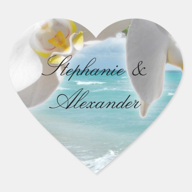 Adesivo Coração Orquídea Aqua Beach (Frente)