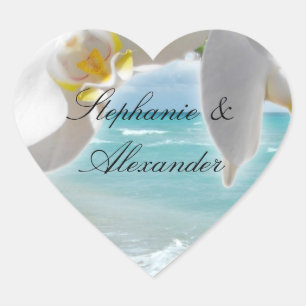 Adesivo Coração Orquídea Aqua Beach