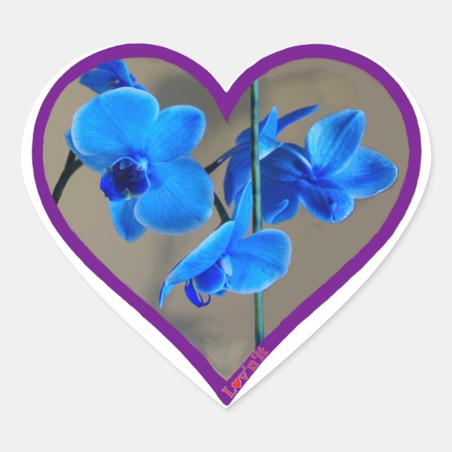 Adesivo Coração orquídea azul (Frente)