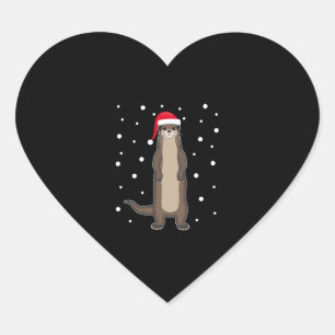 Adesivo Coração Otter Sea Otter Animais de Natal Dotados Ideia