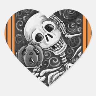 ADESIVO CORAÇÃO OUÇA O SEU BOMBEIRO, HALLOWEEN SKELETON STICKER
