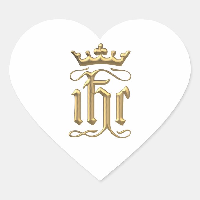 Adesivo Coração Ouro "3-D" IHC com coroa (Frente)