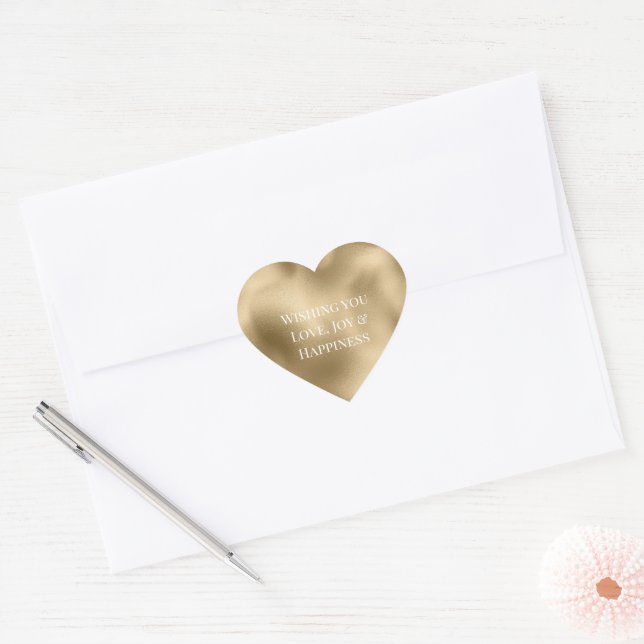 Adesivo Coração Ouro Chic Glam (Envelope)