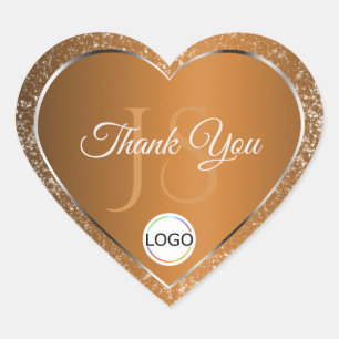 Adesivo Coração Ouro marrom com as iniciais do logotipo Muito obri