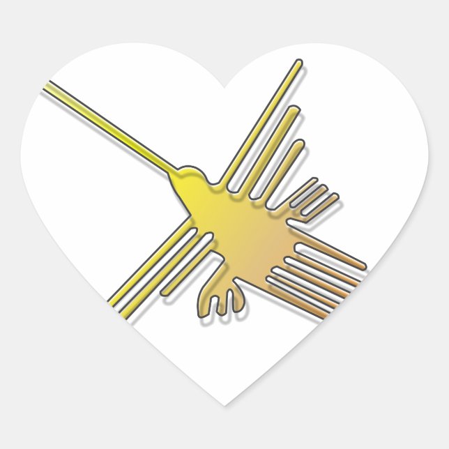 Adesivo Coração Ouro Nazca Lines Hummingbird (Frente)