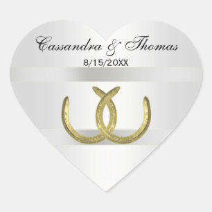 Adesivo Coração Ouro Rustic Ferradura Faixas de Prata Vedantes de