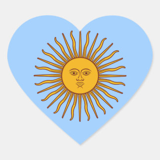 Adesivo Coração Ouro Sun de maio Argentina Flag Hearts Stickers