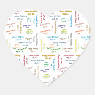 Adesivo Coração Outubro, 11 Aniversário