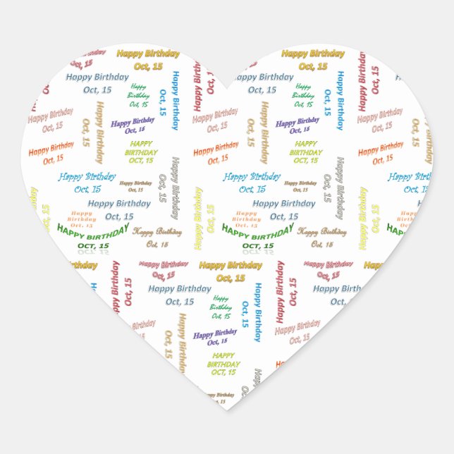 Adesivo Coração Outubro, 15 Aniversário (Frente)