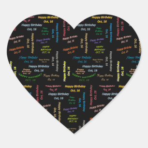 Adesivo Coração Outubro, 16 Birthday Sticker