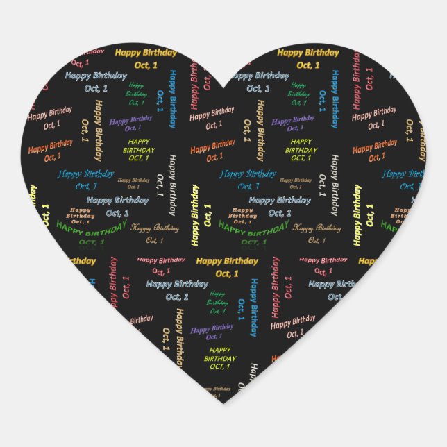 Adesivo Coração Outubro, 1 Aniversário (Frente)