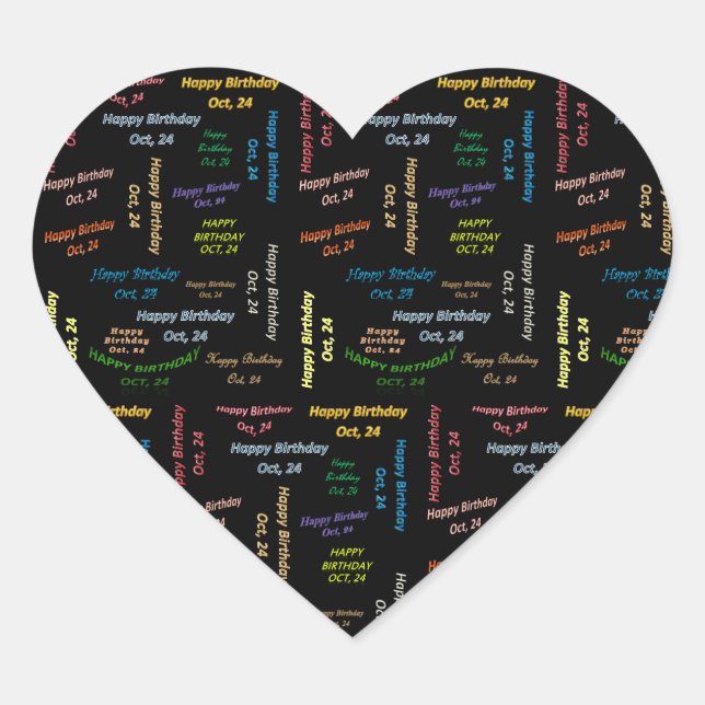 Adesivo Coração Outubro, 24 Aniversário (Frente)