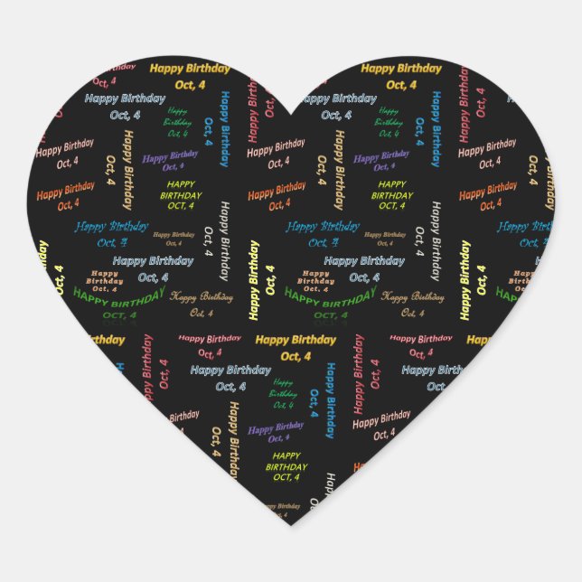 Adesivo Coração Outubro, 4 Aniversário (Frente)