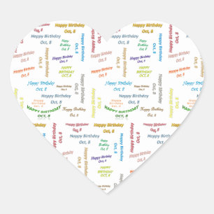 Adesivo Coração Outubro, 8 Aniversário