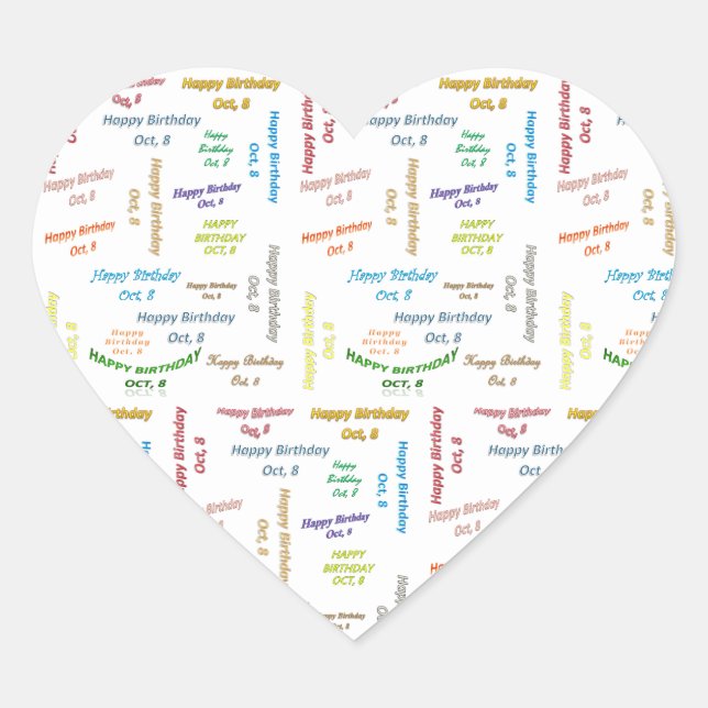 Adesivo Coração Outubro, 8 Aniversário (Frente)