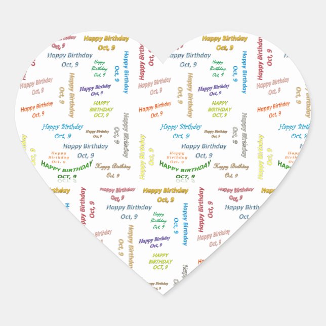 Adesivo Coração Outubro, 9 Aniversário (Frente)