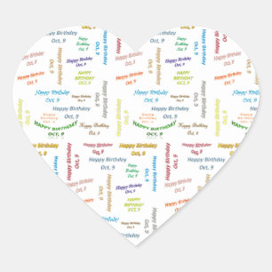 Adesivo Coração Outubro, 9 Aniversário